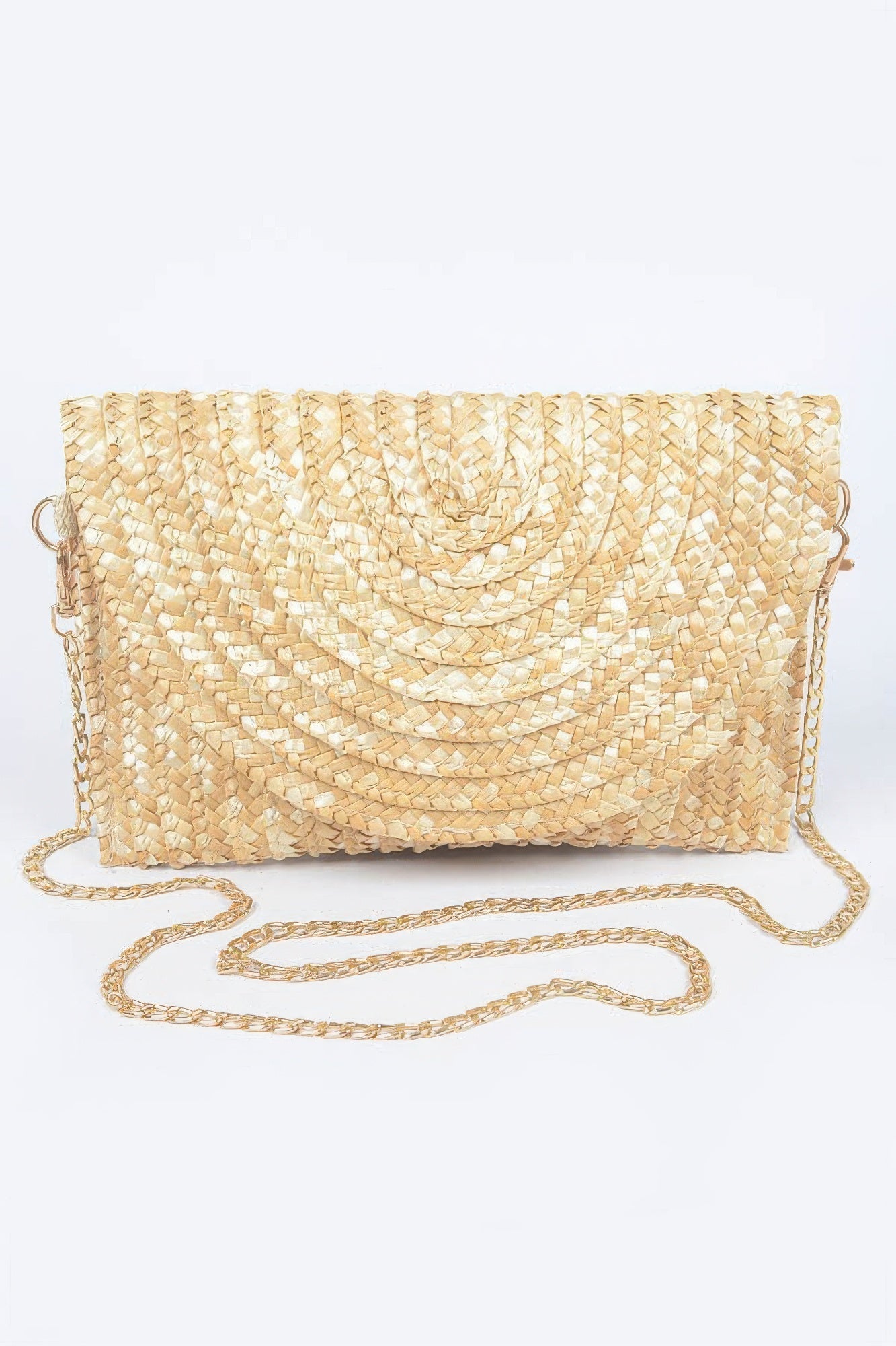 Straw Pom Pom Flap Bag