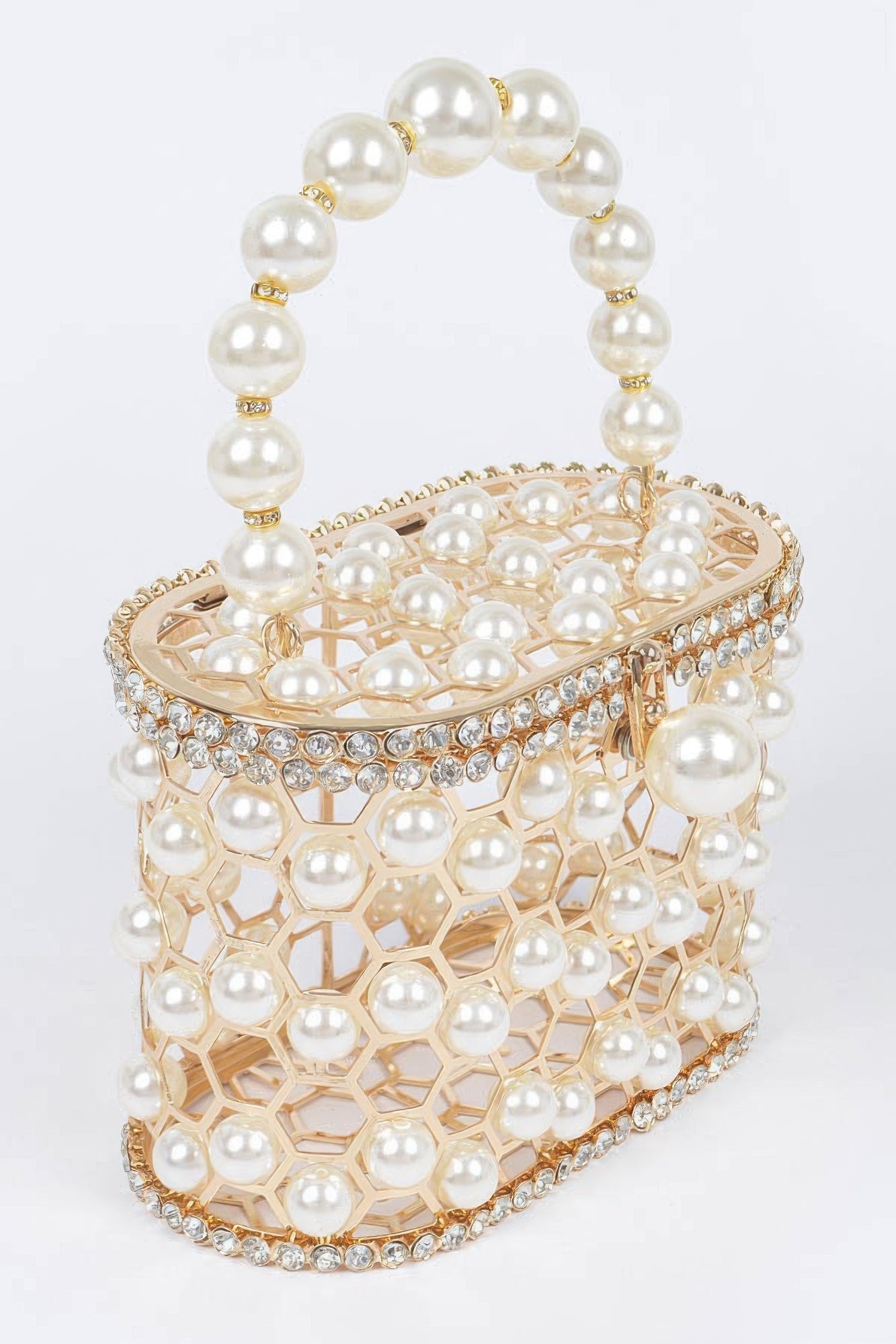 Faux Pearl Mesh Party Clutch