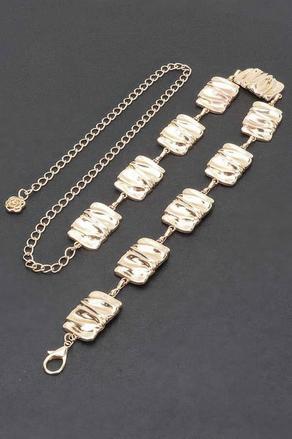 Hammered Metal Chain Belt