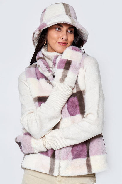Plaid Faux Fur Vest