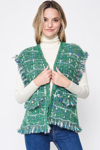 Plaid Tweed Vest