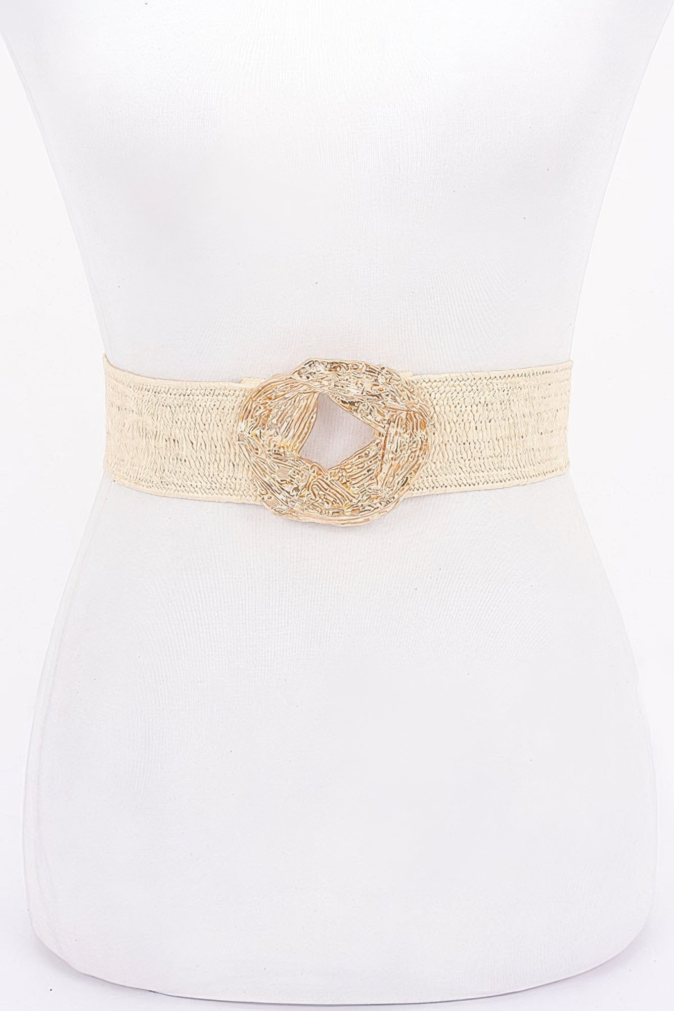 Metal Buckle Elastic Faux Straw Belt