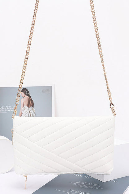 Quilted Faux Leather Half Folded Cltuch