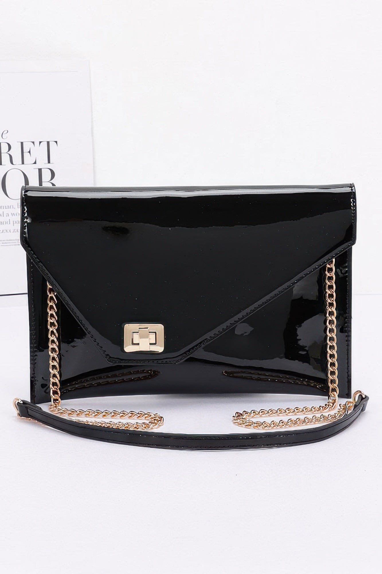Enamel Envelope Clutch