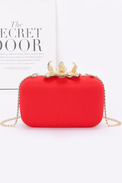 Big Metal Flower Satin Case Bag