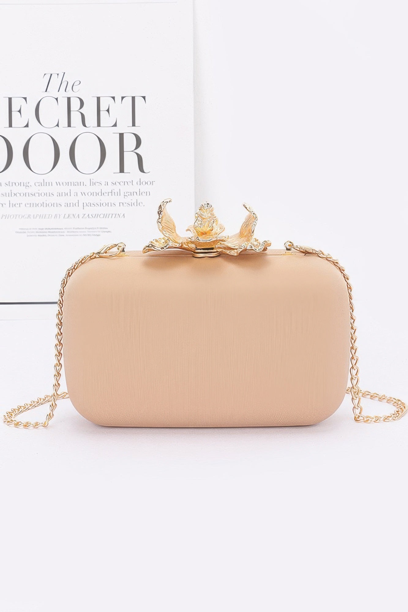 Big Metal Flower Satin Case Bag