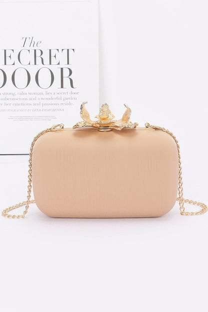Big Metal Flower Satin Case Bag