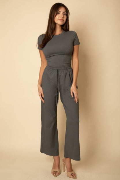 Relaxed Fit Top And Wide-leg Pants