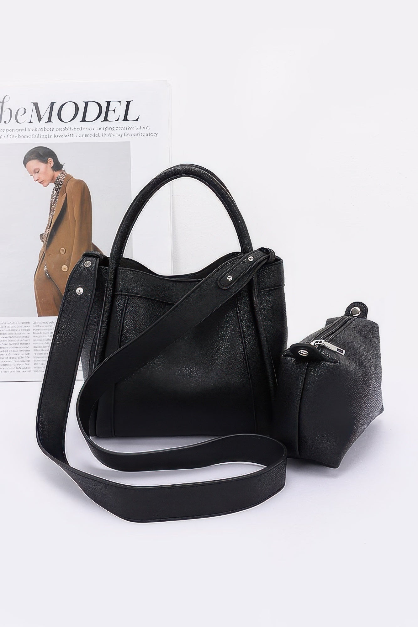 Faux Leather Crossbody Handle Bag