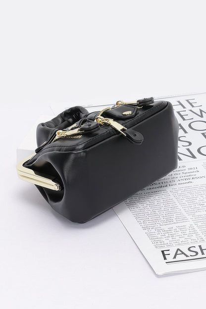Faux Leather Jacket Style Crossbody Bag