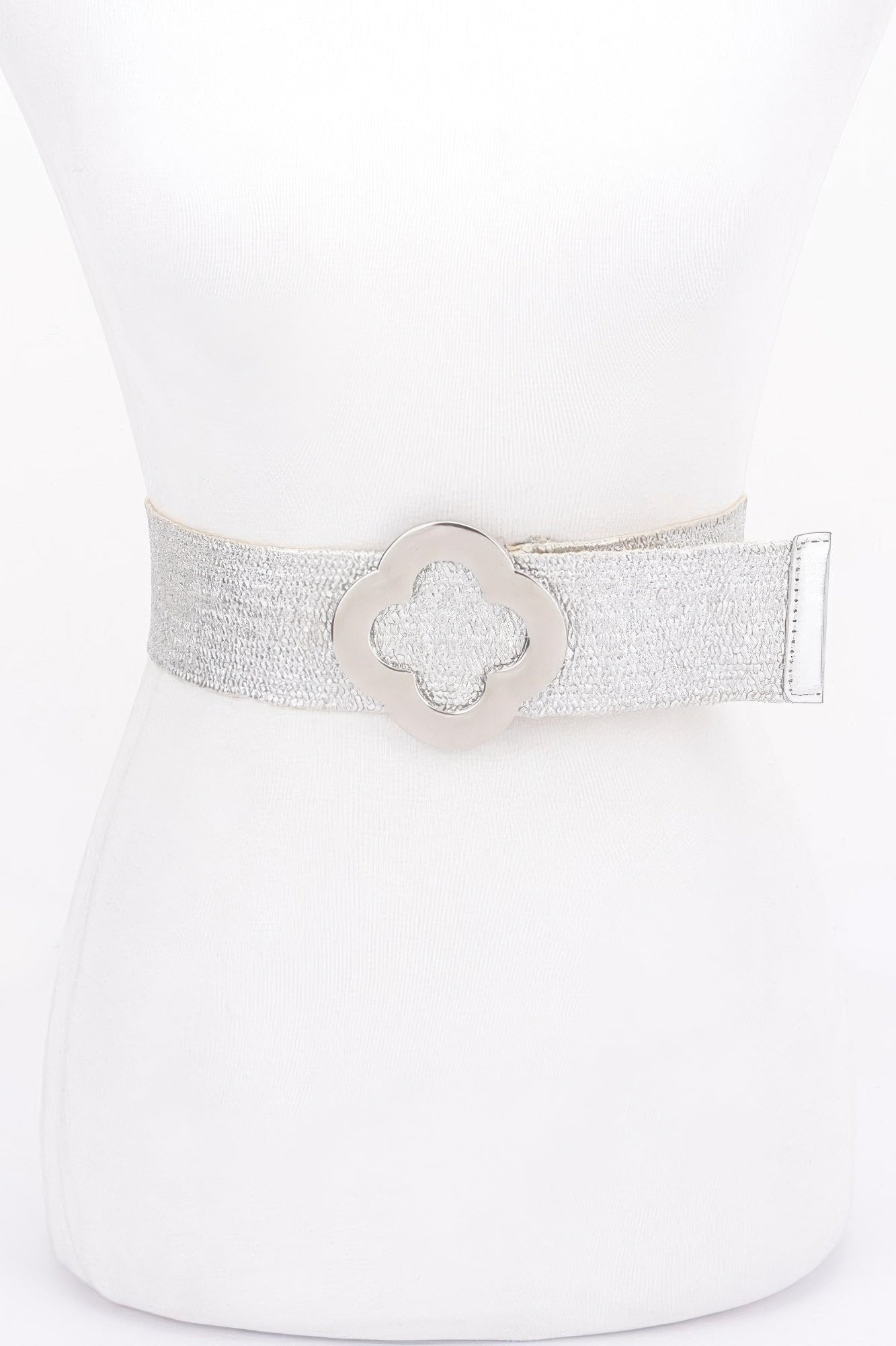 Metal Buckle Metallic Stretch Belt