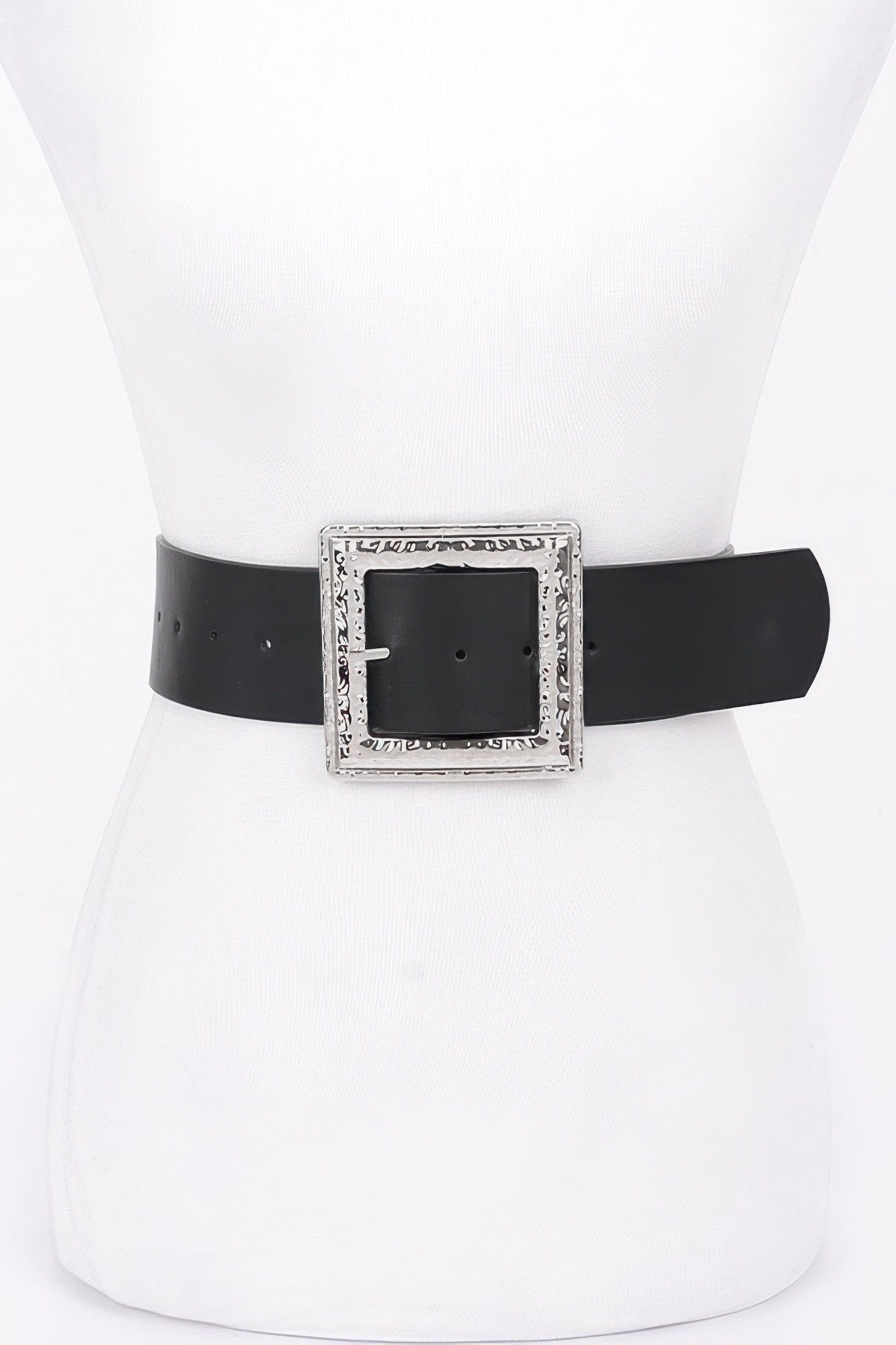 Hammered Metal Buckle Stretch Belt