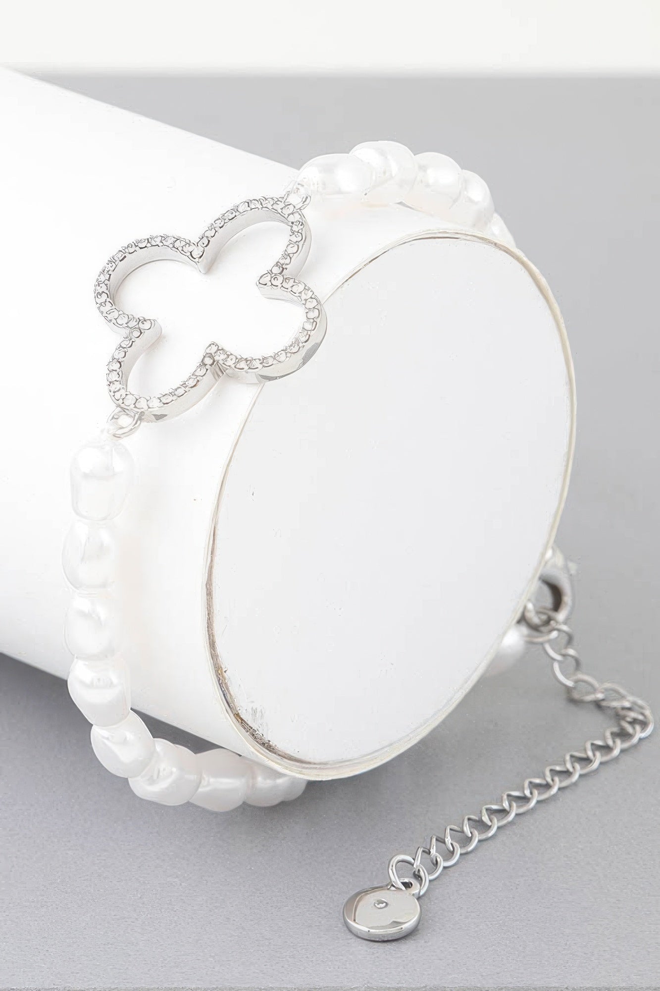 Open Clover Pearl Beaded Bracelet