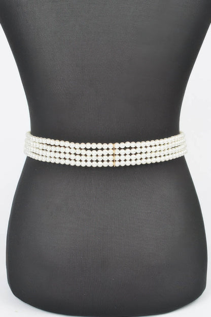 Oversized Flower Pearl Elastic Belt